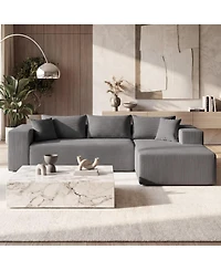 Sugift Modular L-Shaped Sectional Sofa with Deep Seats and 5 Corduroy Throw Pillows