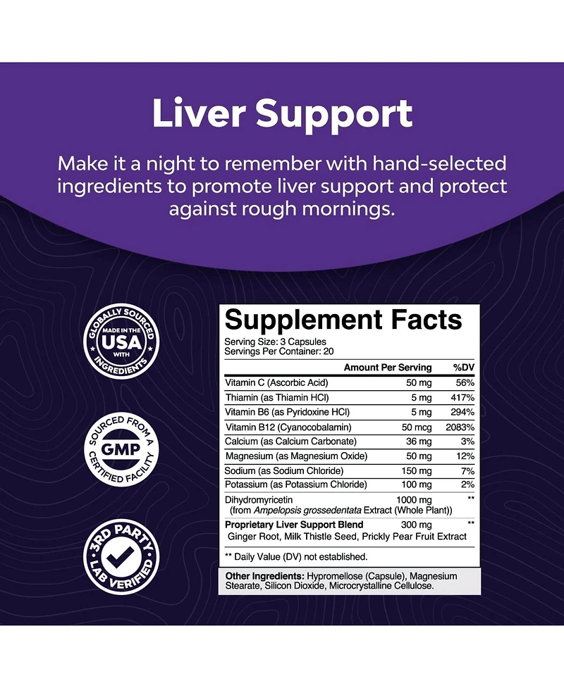 Nature's Craft Hang-12 Capsules, Pre and Post Drinking Recovery Liver Support Supplement, Nature's Craft, 60 Count