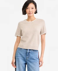 On 34th Women's Short-Sleeve Scallop-Trim Sweater, Macy's Exclusive