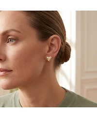 Lovely Heart Stud Earrings with Clear Cubic Zirconia