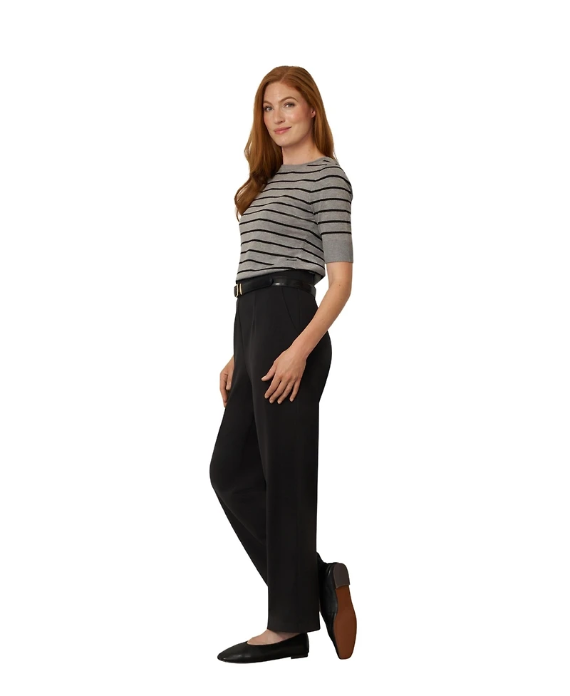 Cable & Gauge Women's Stripe Ballet Neck Sweater