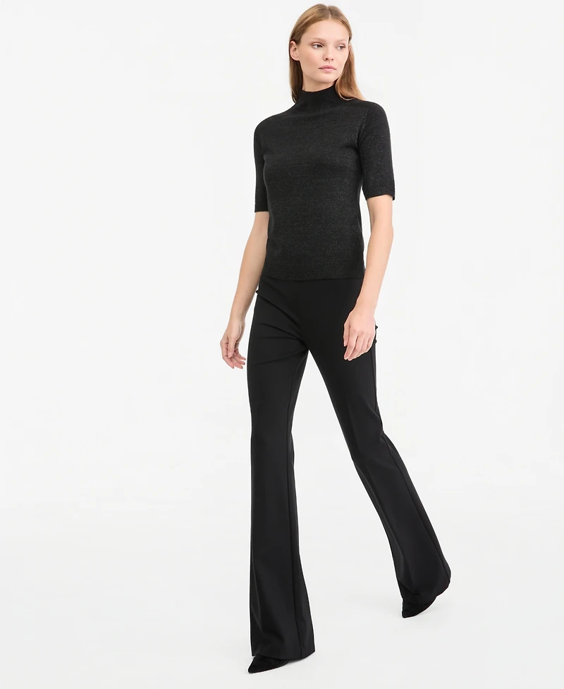 Kobi Halperin Women's Aiden Mock-Neck Short-Sleeve Lightweight Wool-Blend Sweater