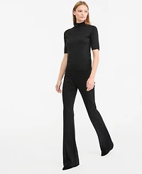 Kobi Halperin Women's Aiden Mock-Neck Short-Sleeve Lightweight Wool-Blend Sweater