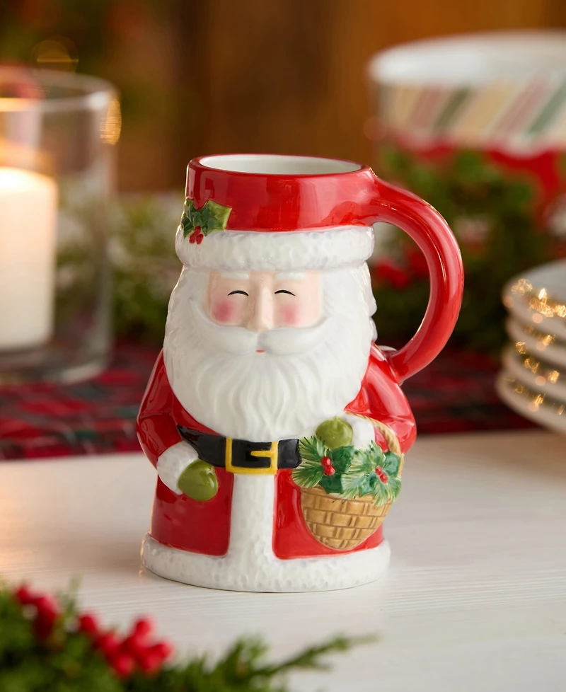 Certified International Santa Delight 3D Mugs, Set of 4
