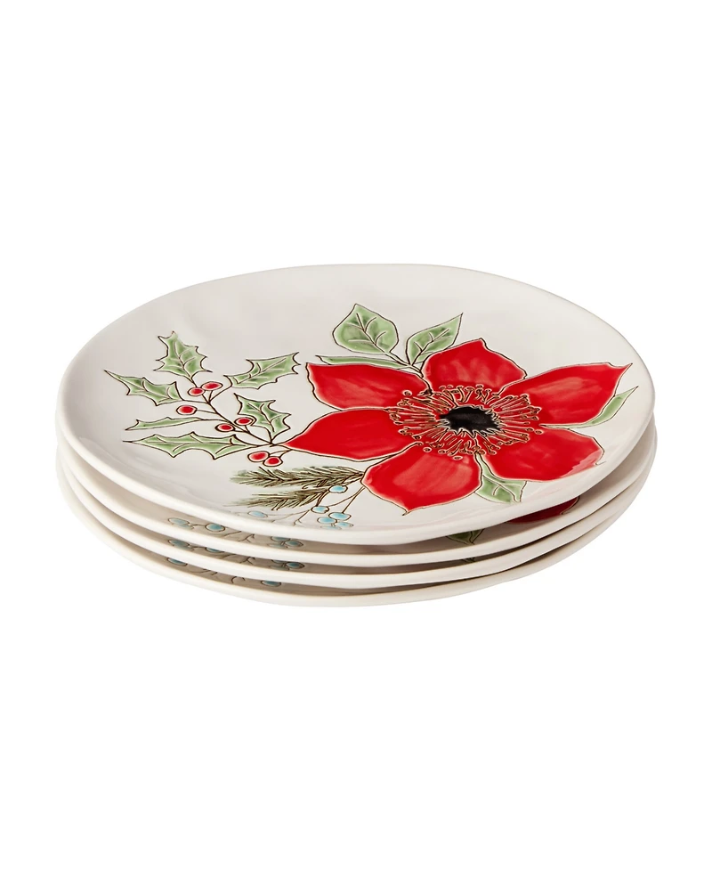 Certified International Festive Blooms Dinner Plates, Set of 4