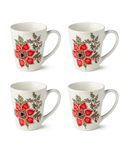 Certified International Festive Blooms Mugs, Set of 4