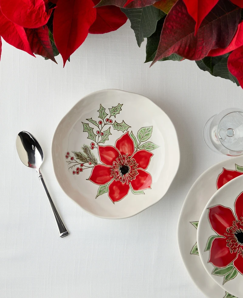 Certified International Festive Blooms Dinner Bowls, Set of 4