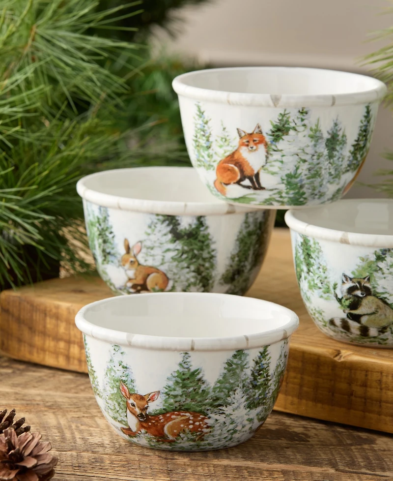 Certified International Winter Cabin Ice Cream Bowls, Set of 4