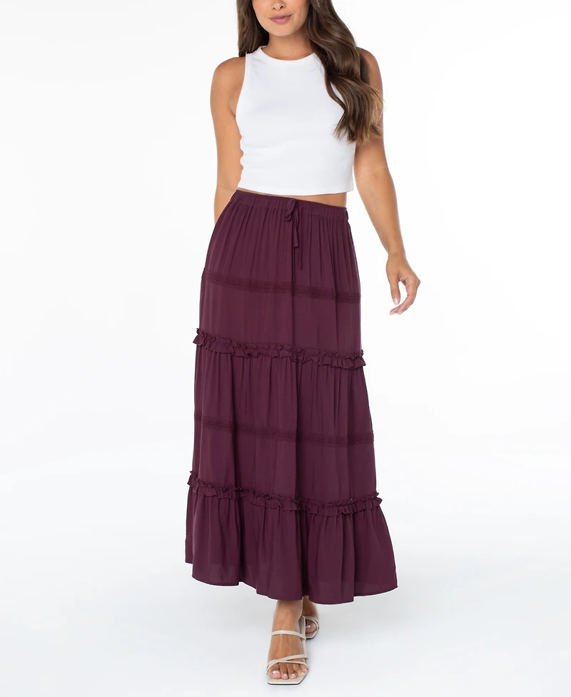 Celebrity Pink Juniors' Tiered Pull-On Maxi Skirt