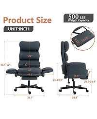 Dyhome Pu Leather Cross-legged Office Chair with Flip-up Arms and Adjustable Headrest