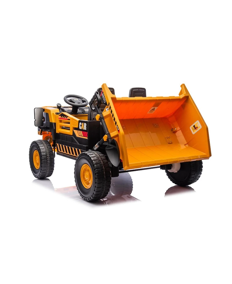 Yobtop Large Remote-Control Two-Seater Ride-On Dump Truck with Led Lights & Auto-Lift Compartment, 110 lbs Capacity, Ages 3+