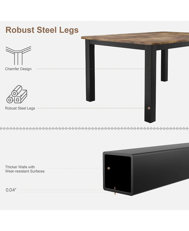 gaomon 63" Industrial Dining Table for 4-6