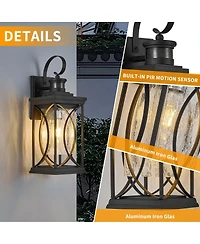 Asagikoiai 18" Dusk to Dawn Outdoor Wall Lantern, 3-Mode Motion Sensor Exterior Fixture