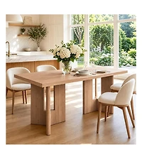 Gaomon 77" Oak Rectangular Dining Table with Panel Base, Seats 4-6, Vintage Walnut Finish