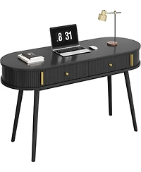 Gaomon 55-Inch Black Office Desk with 2 Drawers, Executive Computer Workstation for Home Office and Bedroom