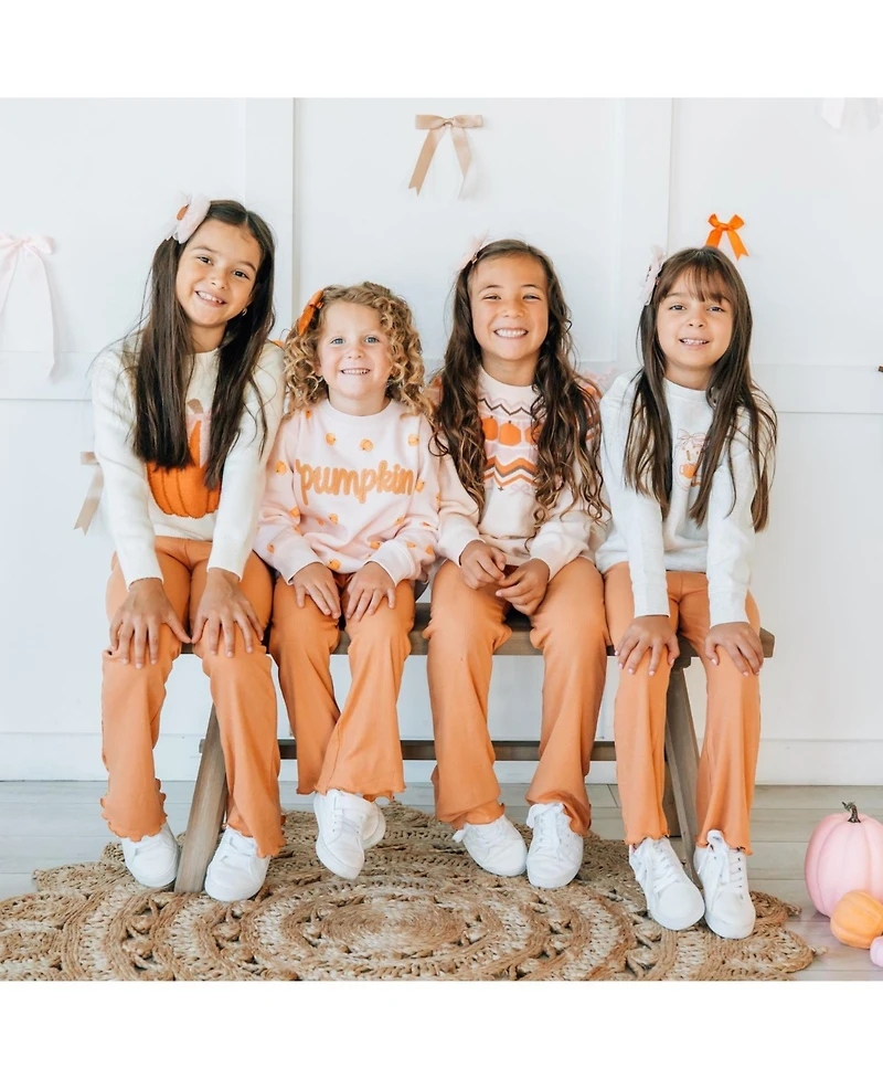 Sweet Wink Big Girls Pumpkin Stitch Patch Sweatshirt