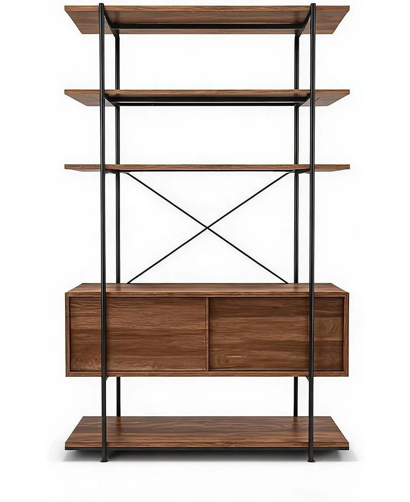 gaomon 5-Tier Industrial Bookshelf with Cabinet