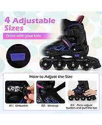 Hongge 4-Size Adjustable Light-Up Wheel Inline Skates, Ages 7+