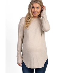 Pinkblush Maternity Black Long Sleeve Round Hem Textured Top