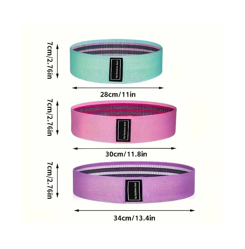 Sevorley 3-Piece Fabric Resistance Bands Set with Carry Bag