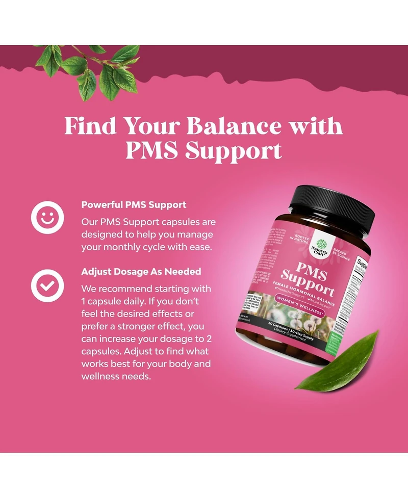 Nature's Craft Pms Support Supplement for Women - Hormone Balance with Dim, Chasteberry, Black Cohosh & Ashwagandha