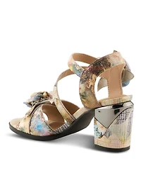 L'Artiste Women's Spring Step Flowerpower Strappy Sandal with Rosette Vamp