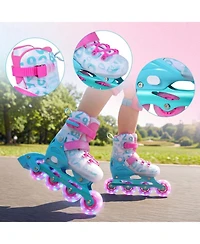 Hongge 4-Size Adjustable Inline Skates with Light-Up Wheels, Ages 7-9