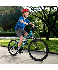 Hongge 24-Inch Kids Mountain Bike with 6-Speed Drivetrain Suspension Fork and Dual V-Brakes Ages 8