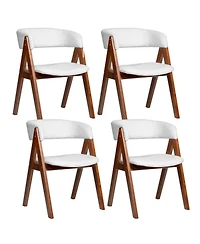 Sugift Mid-Century Sherpa Upholstered Dining Chairs Set of 4 with Open Back