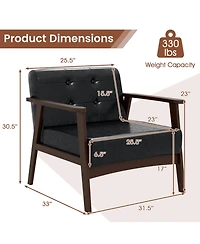 Sugift Oversized Accent Chair with Rubber Wood Frame and Button-Tufted Backrest