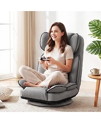 Sugift 360-Degree Swivel Floor Gaming Chair with 6-Position Adjustable Backrest