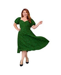 Unique Vintage Plus Jacquard Sweetheart Swing Dress