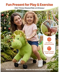 Hongge Kids Ride-On Dinosaur Toy with 360 Degree Caster Wheels, 88 lb Capacity, Ages 3+