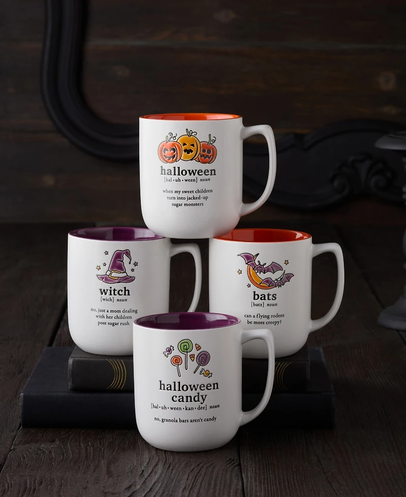 Certified International Halloween Words Mugs, Set of 4