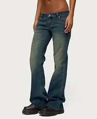 Edikted Women's Moonie Low-Rise Bootcut Stretchy Denim Jeans