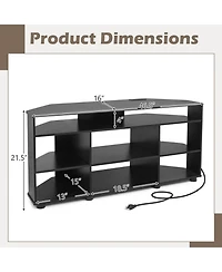 Sugift Corner Entertainment Center Tv Stand with Charging Station and Adjustable Shelves