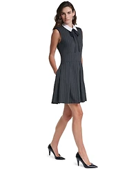 Karl Lagerfeld Paris Women's Pinstripe A-Line Sleeveless Dress