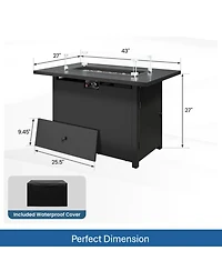 Mondawe Propane Fire Pit Table, 50000 Btu with Glass Shield