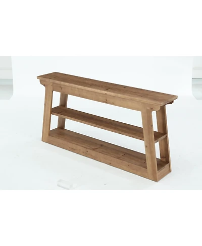 Tribesigns Console Table with Storage, Solid Wood Sofa Table | 3-Tier