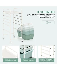 Sugift 6-Drawer Rolling Storage Cart Organizer with Lockable Casters