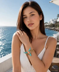 Barse Longhorn Blue Turquoise Golden Cuff Bracelet