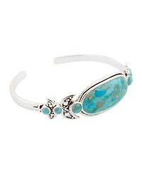 Barse Emile Blue Turquoise Silver Cuff Bracelet