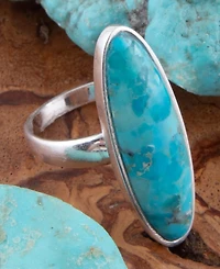 Barse Pueblo Blue Turquoise and Silver Oval Ring