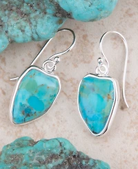 Barse Blue Turquoise and Silver Drop Earrings