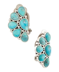 Barse Durango Blue Turquoise Silver Clip Earrings