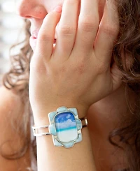 Barse Scenic Beach Blue Larimar and Silver Cuff Bracelet