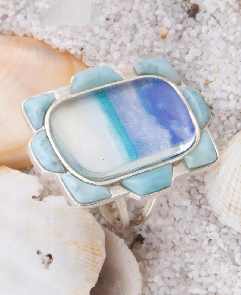 Barse Scenic Beach Blue Larimar and Silver Ring