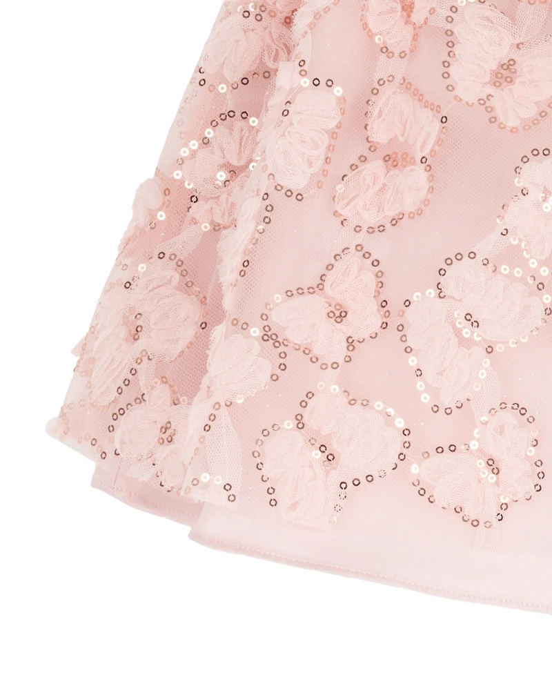 Rare Editions Baby Girls' Butterfly Soutache Bodice with Satin Bow Skirt and Panty
