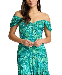 Tadashi Shoji Women's Cabbie Foliage Print Midi Dress