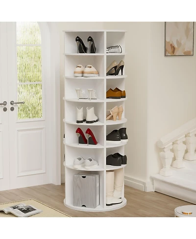 Flynama 7 Tier 360 Degree Rotating Shoe Rack Tower Large Capacity Free Standing Shoe Organizer